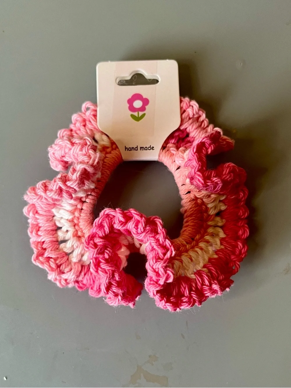 Set of 2 Handmade Crochet Scrunchies - Magenta, Pink, and White Ombre NWT